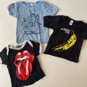 Band graphic tees - SUB POP, Velvet Underground, Rolling Stones - 6/9 Months
